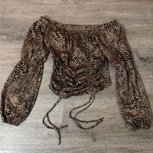 Leopard Print Off-Shoulder Top